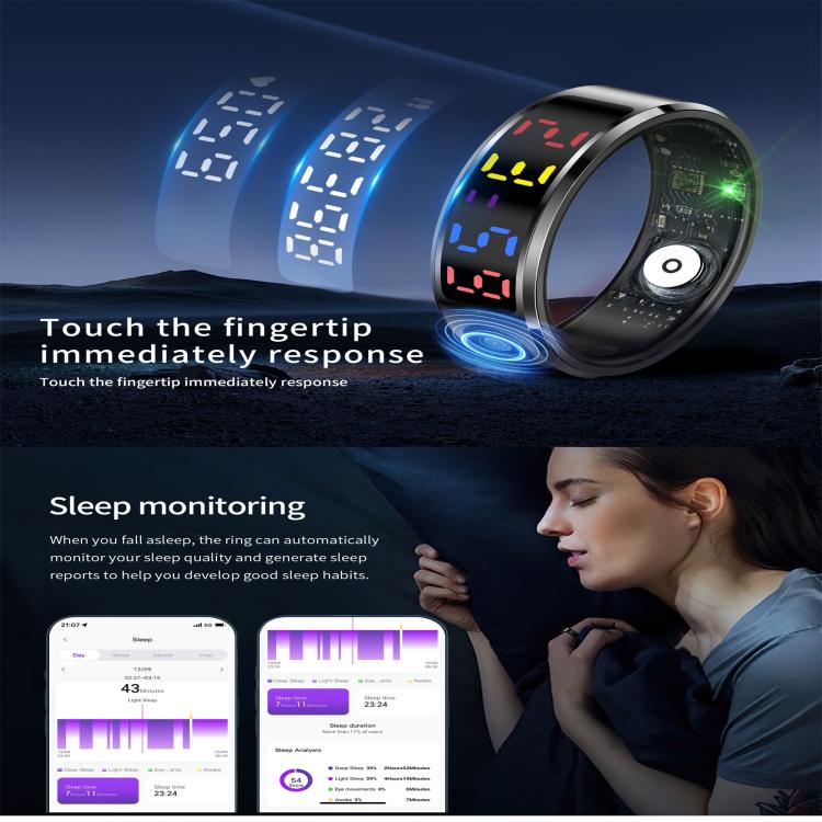 R12 SIZE 10 Smart Ring, Support Heart Rate / Blood Oxygen / Sleep / Multiple Sports Modes(Black) - free shipping - PMC TechLife - Order now!