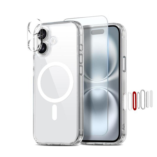 For iPhone 16 Plus NORTHJO 3 in 1 PC Magnetic Phone Case with Screen Film and Lens Film(Clear) - iPhone 16 Plus Cases by NORTHJO | Online Shopping South Africa | PMC Jewellery | Buy Now Pay Later Mobicred