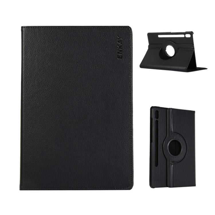 For Samsung Galaxy Tab S10+ / S9 FE+ / S9+ ENKAY 360 Degree Rotation Litchi Leather Smart Tablet Case(Black) - free shipping - PMc TechLife - Order now!