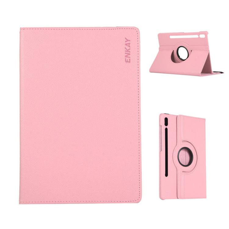 For Samsung Galaxy Tab S10+ / S9 FE+ / S9+ ENKAY 360 Degree Rotation Litchi Leather Smart Tablet Case(Pink) - free shipping - PMc TechLife - Order now!