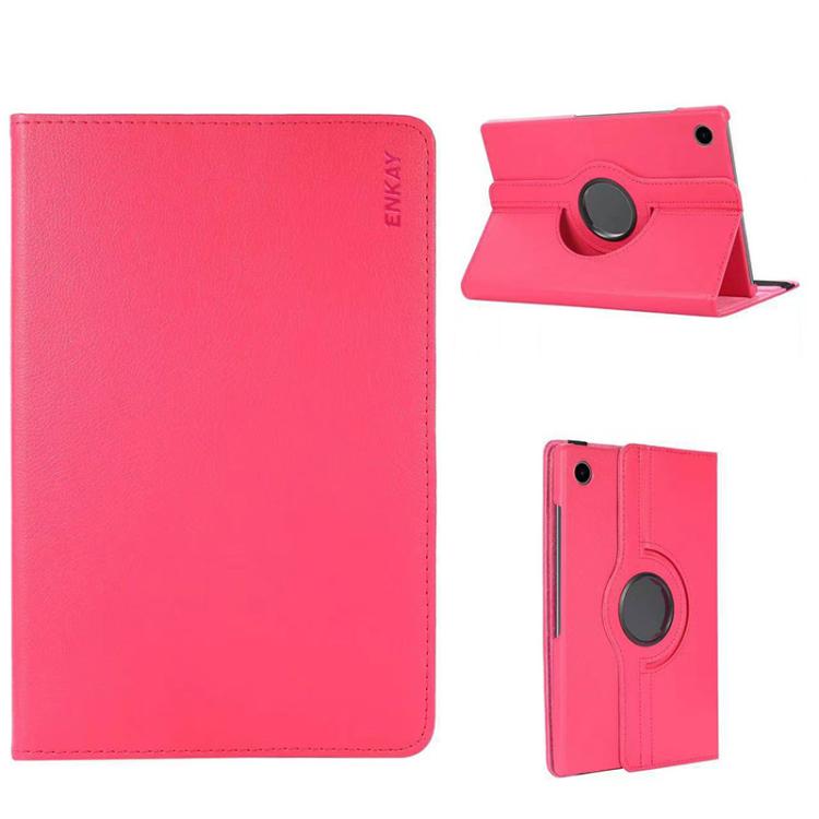 For Samsung Galaxy Tab A9+ 11.0 ENKAY 360 Degree Rotation Litchi Leather Smart Tablet Case(Rose Red) - free shipping - PMc TechLife - Order now!