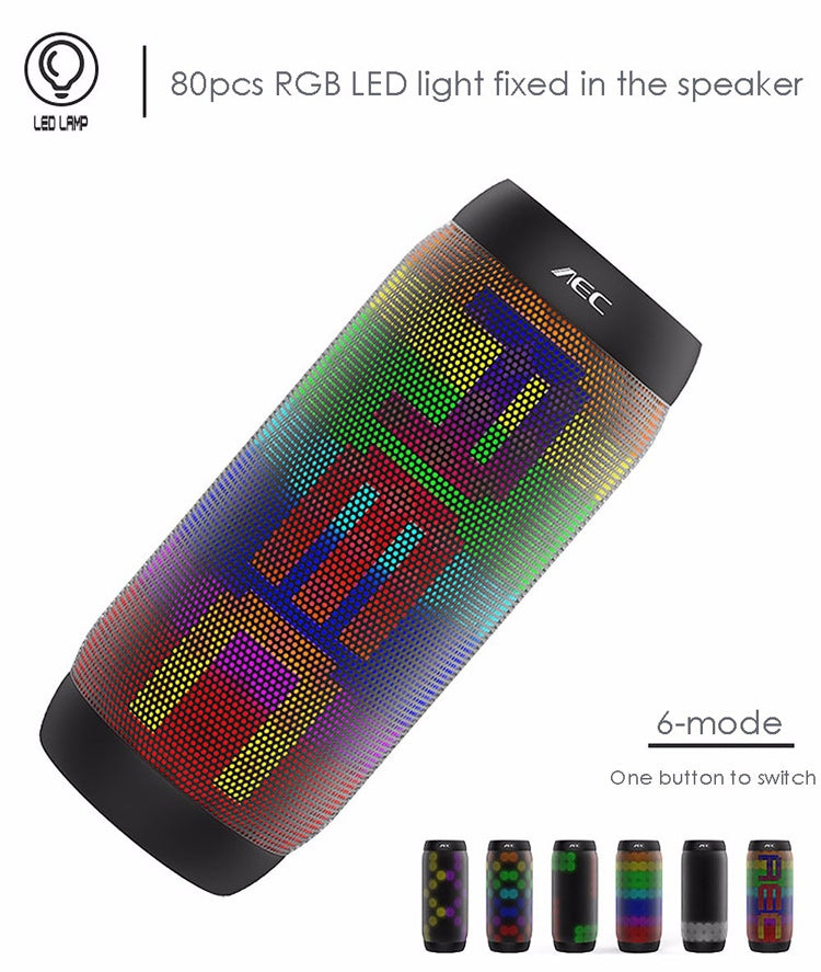 AEC BQ615 PRO Colorful LED Wireless HiFi Stereo Speaker, Combines Bluetooth + TF card player + FM radio + AUX + NFC - Desktop Speaker by AEC | Online Shopping South Africa | PMC Jewellery | Buy Now Pay Later Mobicred