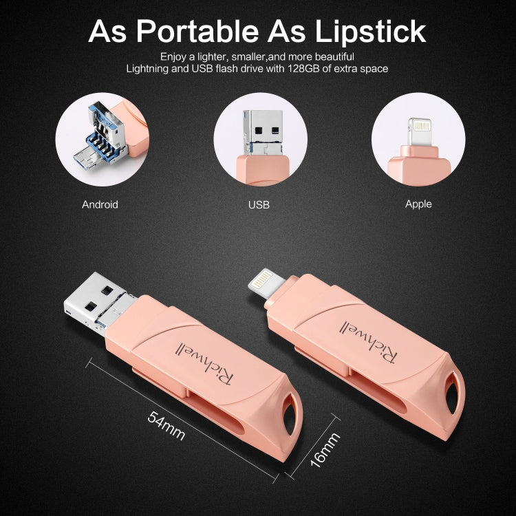 Richwell  DXZ128 USB Flash Disk 128G 3 in 1 Micro USB + 8 Pin + USB 3.0 Compatible IPhone & IOS(Black) - free shipping - PMC Jewellery - Order now!