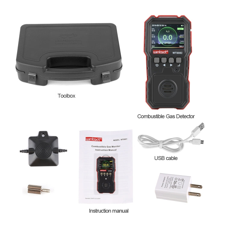 WINTACT WT8802 Hydrogen Sulfide Monitor Professional Rechargeable Gas Sensor High Sensitive Digital Sound-light Vibration Alarm H2S Detector - Gas Monitor by BENETECH | Online Shopping South Africa | PMC Jewellery | Buy Now Pay Later Mobicred