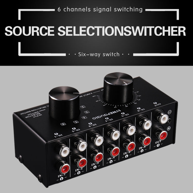 B016 6 Input 1 Output Audio Signal Source Selection Switcher, Output Volume Adjustment Control RCA Port -  by PMC Jewellery | Online Shopping South Africa | PMC Jewellery | Buy Now Pay Later Mobicred