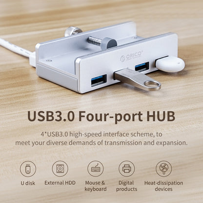 ORICO  MH4PU-P Aluminum Alloy 4 Ports USB3.0 Clip-type HUB(Silver) - USB 3.0 HUB by ORICO | Online Shopping South Africa | PMC Jewellery | Buy Now Pay Later Mobicred