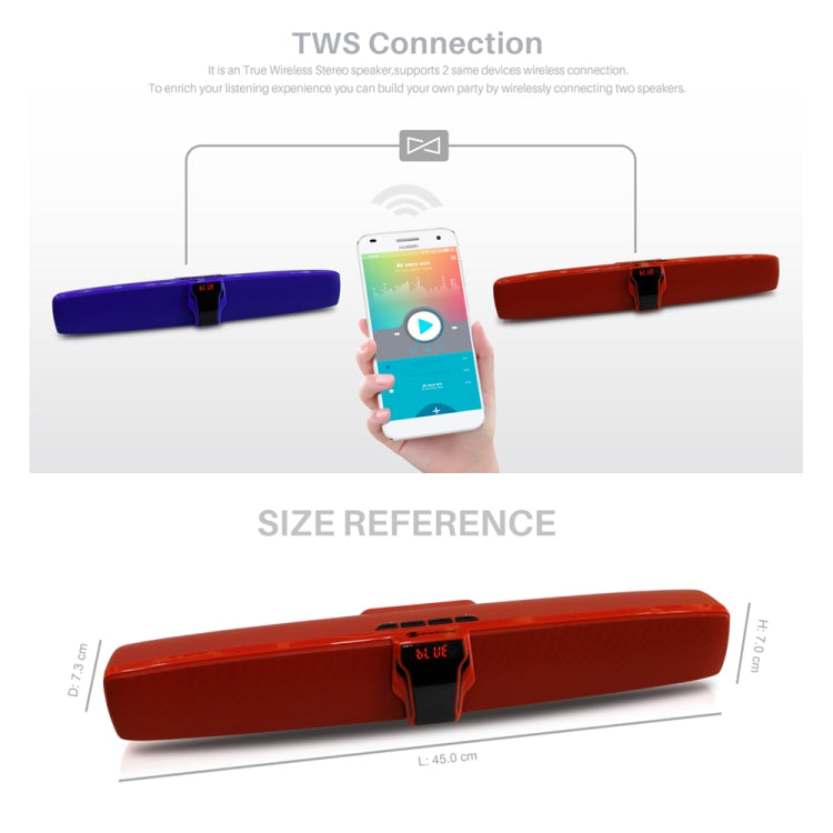 New Rixing NR7017 TWS Portable 10W Stereo Surround Soundbar Bluetooth Speaker with Microphone(Red) - Desktop Speaker by NewRixing | Online Shopping South Africa | PMC Jewellery | Buy Now Pay Later Mobicred