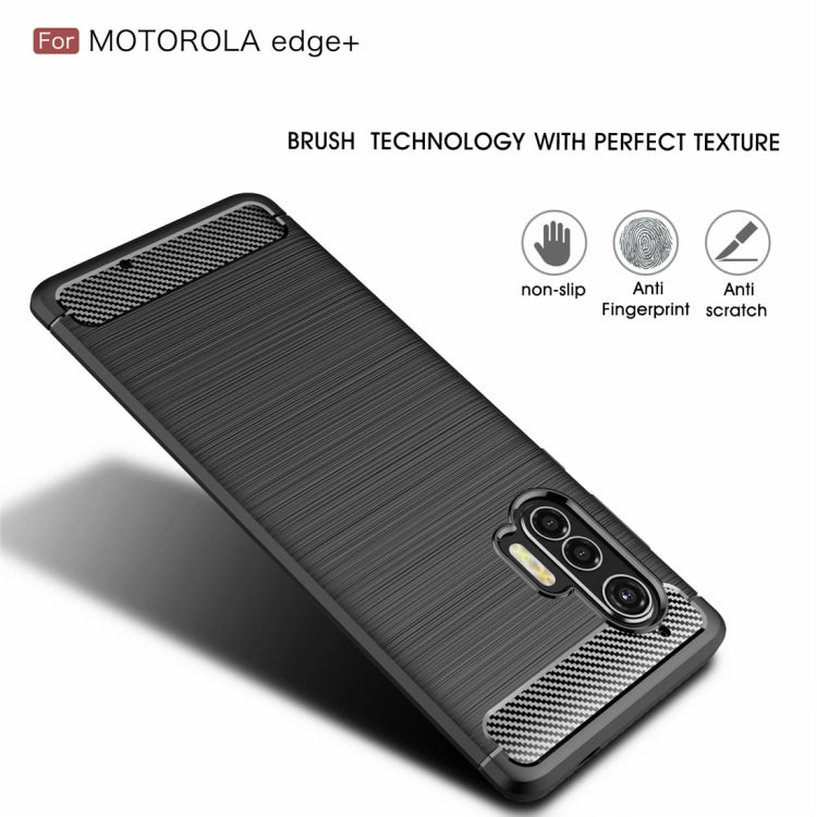 For Motorola Moto Edge Plus Brushed Texture Carbon Fiber TPU Case(Black) - Motorola Cases by PMC Jewellery | Online Shopping South Africa | PMC Jewellery