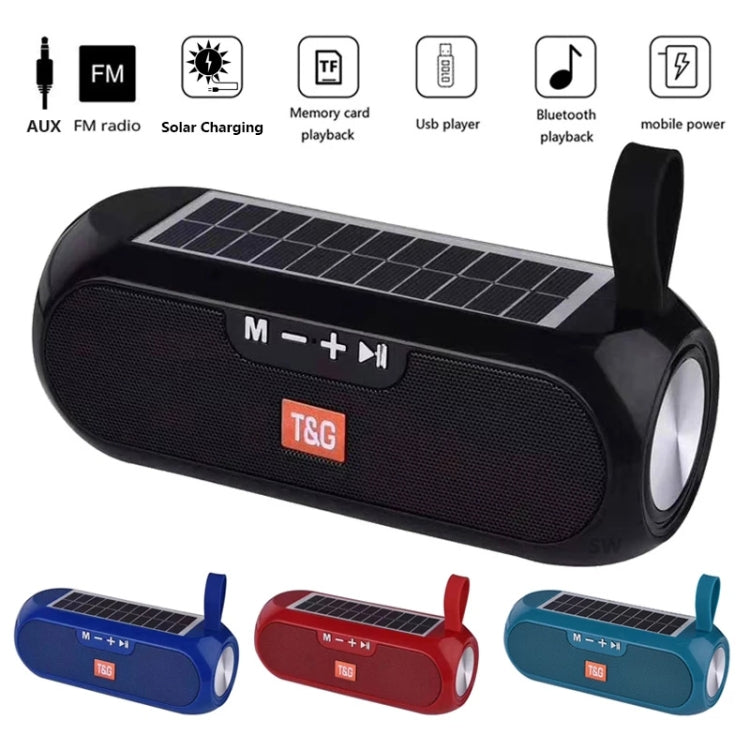 T&G TG182 Portable Column Wireless Stereo Music Box Solar Power waterproof USB AUX FM radio super bass(Green) - Desktop Speaker by T&G | Online Shopping South Africa | PMC Jewellery | Buy Now Pay Later Mobicred