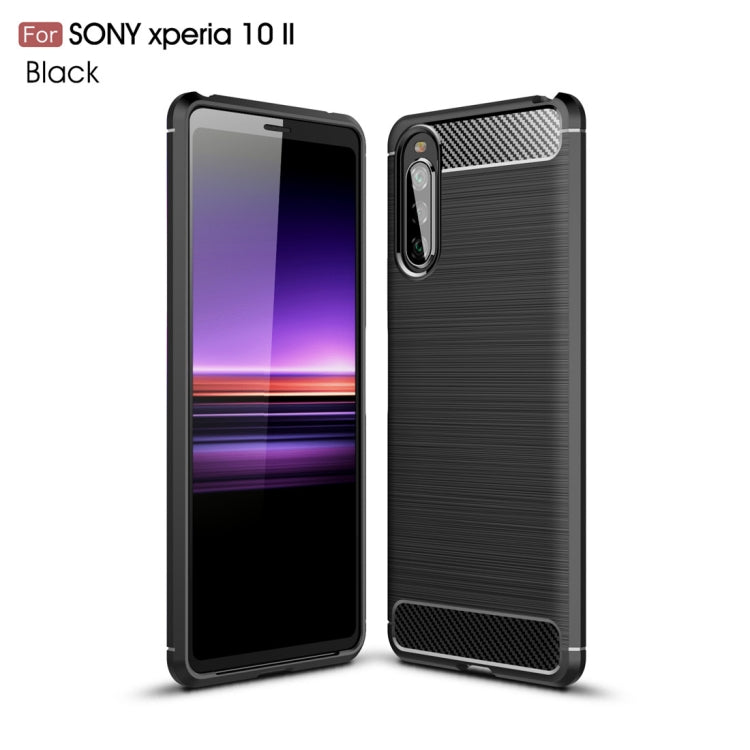 For Sony Xperia 10 II Brushed Texture Carbon Fiber TPU Case(Black) - Sony Cases by PMC Jewellery | Online Shopping South Africa | PMC Jewellery