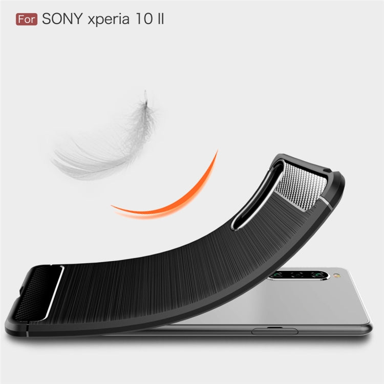 For Sony Xperia 10 II Brushed Texture Carbon Fiber TPU Case(Black) - Sony Cases by PMC Jewellery | Online Shopping South Africa | PMC Jewellery