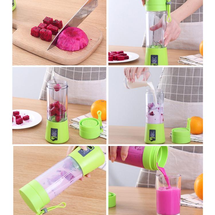 USB Rechargeable Electric Automatic Vegetable Fruit Citrus Orange Juice Maker Cup Mixer Bottle (380ML)(4 Blades Green) - free shipping - PMC TechLife - Order now!