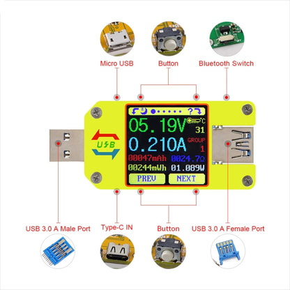 USB 3.0 Color Display Screen Tester Voltage-current Measurement Type-C Meter, Support Android APP, Model:UM34C with Bluetooth - Current & Voltage Tester by PMC Jewellery | Online Shopping South Africa | PMC Jewellery | Buy Now Pay Later Mobicred