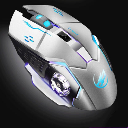 WARWOLF  Q8 Wireless Rechargeable Mouse Glowing Gaming Mouse(Silver) - Wireless Mice by PMC Jewellery | Online Shopping South Africa | PMC Jewellery | Buy Now Pay Later Mobicred