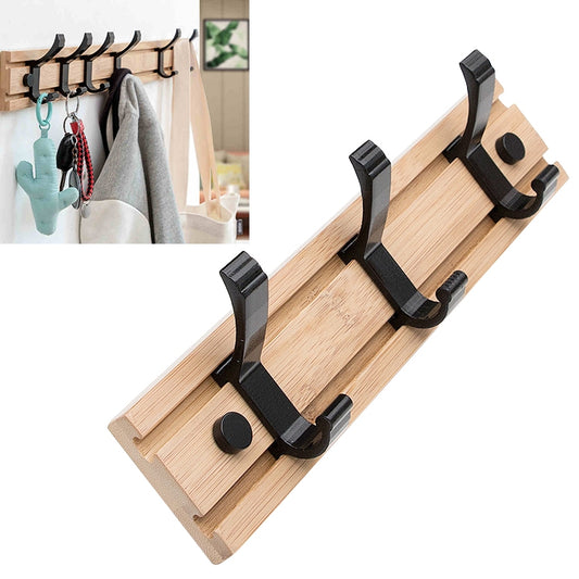 Fashion Wooden Free Punching Hook Coat Rack Hanger Hook for Bedroom Living Room or Wardrobe, Size:3 Hooks - Shelf & Hooks by PMC Jewellery | Online Shopping South Africa | PMC Jewellery | Buy Now Pay Later Mobicred