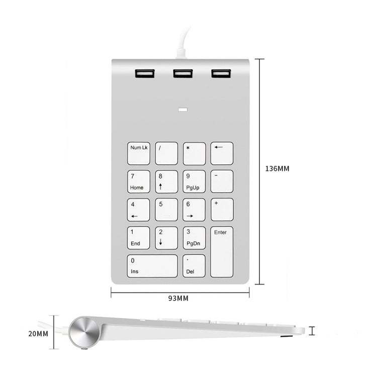 18 Keys USB 2.0 Financial Numeric Keypad Multifunctional HUB Card Reader(Silver Gray) - Wired Keyboard by PMC Jewellery | Online Shopping South Africa | PMC Jewellery | Buy Now Pay Later Mobicred