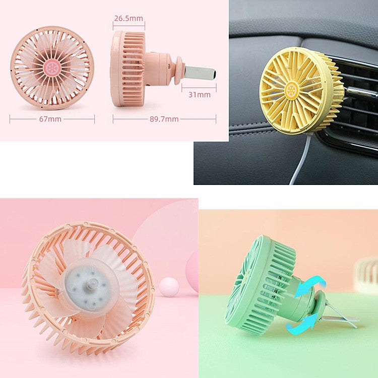 Car Vent Fan Multi-function USB Interface Mini LED Lamp Car Fan(Pink) - Heating & Fans by PMC Jewellery | Online Shopping South Africa | PMC Jewellery | Buy Now Pay Later Mobicred