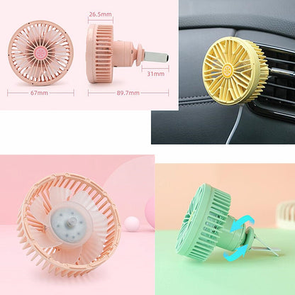 Car Vent Fan Multi-function USB Interface Mini LED Lamp Car Fan(Yellow) - Heating & Fans by PMC Jewellery | Online Shopping South Africa | PMC Jewellery | Buy Now Pay Later Mobicred