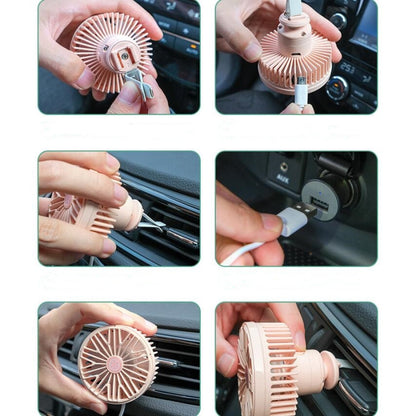 Car Vent Fan Multi-function USB Interface Mini LED Lamp Car Fan(Green) - Heating & Fans by PMC Jewellery | Online Shopping South Africa | PMC Jewellery | Buy Now Pay Later Mobicred