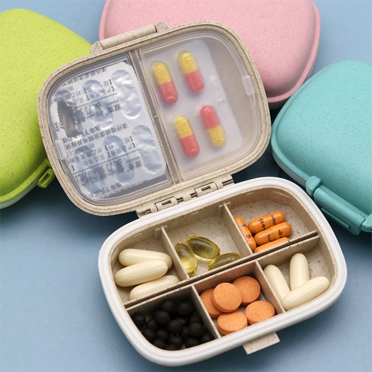 3 PCS 8-Grid Double-layer Portable Mini Straw Pill Storage Box(Wheat Beige) - free shipping - PMC TechLife - Order now!