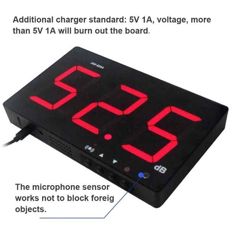 SNDWAY SW525A Wall-mounted 30-130dB Large Screen Digital Display Noise Decibel Monitoring Testers - Light & Sound Meter by SNDWAY | Online Shopping South Africa | PMC Jewellery | Buy Now Pay Later Mobicred