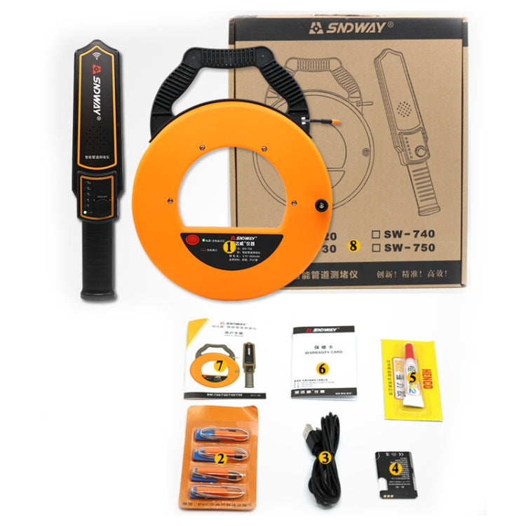 SNDWAY Pipe Scanner Thickness PVC Pipe Blockage Width Measuring Instrument, Specification:SW720 Standard (20 meters) - free shipping - PMC Jewellery - Order now!