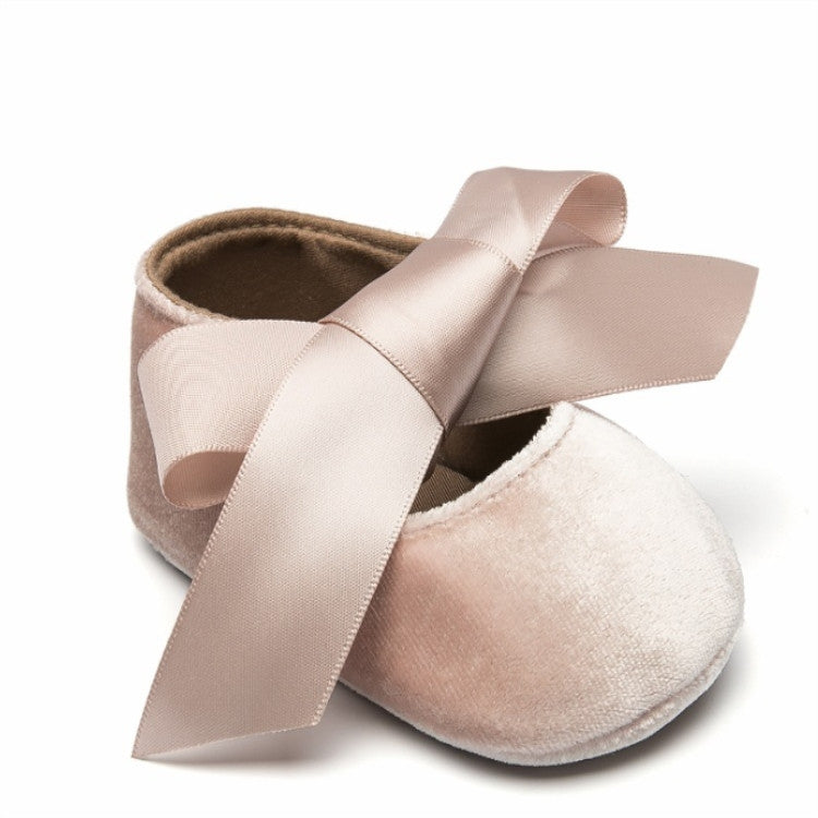 Baby Girl  Bow Lace Up PU Leather Princess First Walkers Shoes(Apricot) - Baby Shoes by PMC Jewellery | Online Shopping South Africa | PMC Jewellery