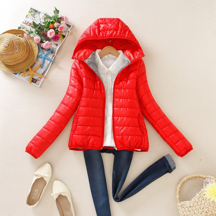 Warm Winter Parka Jacket Ladies Women Slim Short Coat, Size:L(Red) - Down Jacket by PMC Jewellery | Online Shopping South Africa | PMC Jewellery