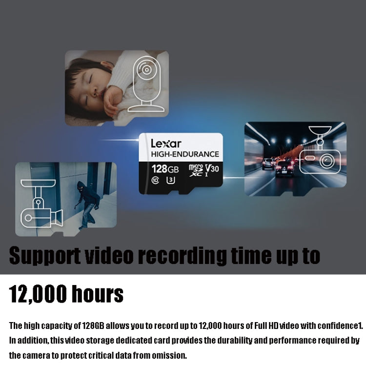 Lexar MicroSDHC 128GB High-endurance Driving Recorder Video Surveillance Camera TF Memory Card Video Card - Micro SD Card by Lexar | Online Shopping South Africa | PMC Jewellery | Buy Now Pay Later Mobicred