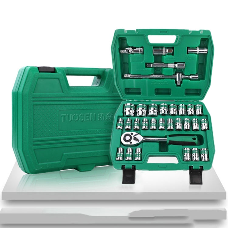 TUOSEN 32 In 1 Sleeve Combination Tool Auto Repair Tool Casing Wrench Set, Style:Green Belt - Hand Tool Sets by PMC Jewellery | Online Shopping South Africa | PMC Jewellery | Buy Now Pay Later Mobicred