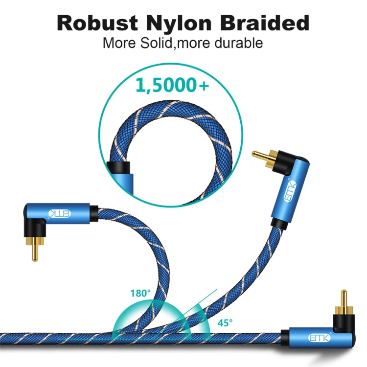 EMK Dual 90-Degree Male To Male Nylon Braided Audio Cable, Cable Length:5m(Blue) - Audio Optical Cables by EMK | Online Shopping South Africa | PMC Jewellery | Buy Now Pay Later Mobicred