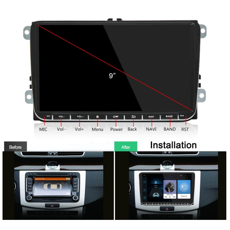 A3041 For Volkswagen 2+64G 9-inch Central Control Large Screen With Carplay Car Android10.0 Navigator Player, Style:Standard+AHD Camera - Car MP3 & MP4 & MP5 by PMC Jewellery | Online Shopping South Africa | PMC Jewellery | Buy Now Pay Later Mobicred