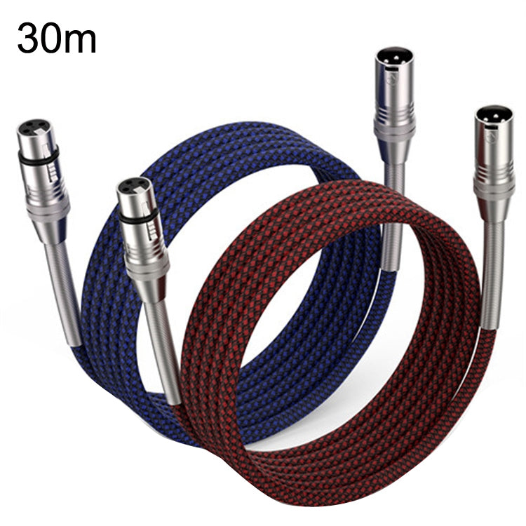 2pcs LHD010 Caron Male To Female XLR Dual Card Microphone Cable Audio Cable 30m(Red + Blue) - Microphone Audio Cable & Connector by PMC Jewellery | Online Shopping South Africa | PMC Jewellery | Buy Now Pay Later Mobicred