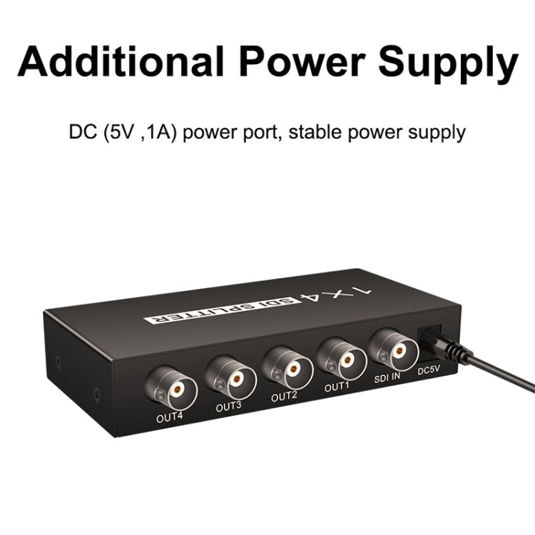 1 In 4 Out SD-SDI / HD-SDI / 3G-SDI Distribution Amplifier Video SDI Splitter(UK Plug) - Splitter by PMC Jewellery | Online Shopping South Africa | PMC Jewellery | Buy Now Pay Later Mobicred