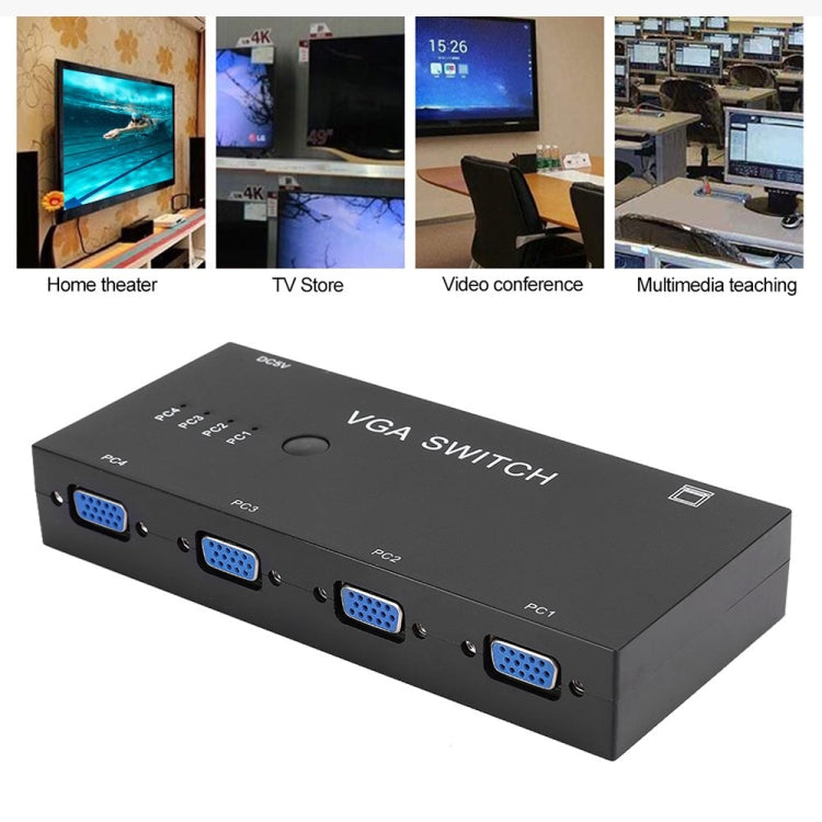 VGA Switcher with Four Inputs and One Output Computer VGA Video Converter - VGA Converter by PMC Jewellery | Online Shopping South Africa | PMC Jewellery | Buy Now Pay Later Mobicred