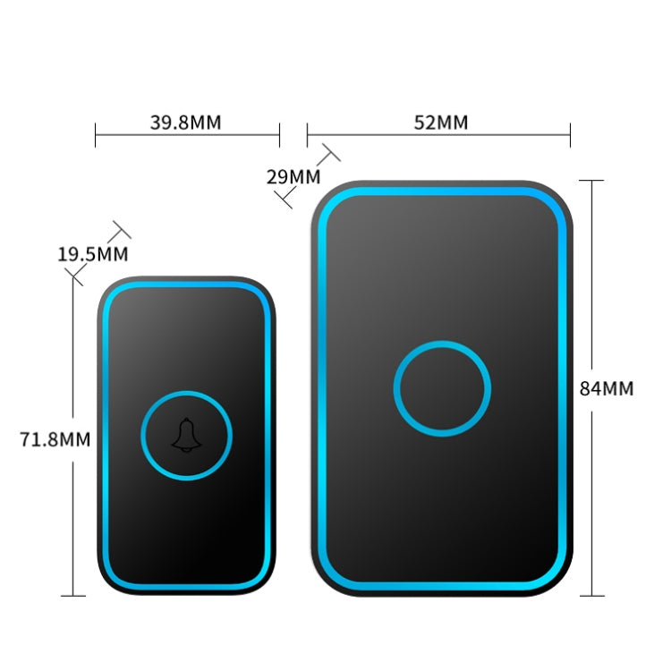 CACAZI A78 Long-Distance Wireless Doorbell Intelligent Remote Control Electronic Doorbell, Style:US Plug(Elegant Black) - Wireless Doorbell by CACAZI | Online Shopping South Africa | PMC Jewellery | Buy Now Pay Later Mobicred