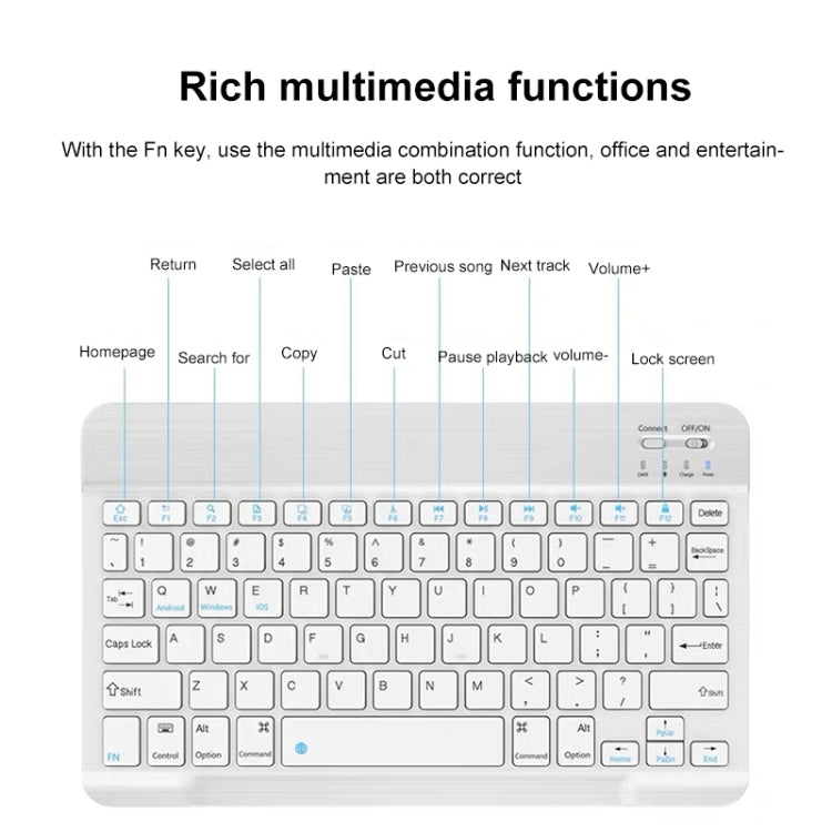 YS-001 9.7-10.1 Inch Tablets Phones Universal Mini Wireless Bluetooth Keyboard, Style:with Bluetooth Mouse(White) - Universal Keyboard by PMC TechLife | Online Shopping South Africa | PMC TechLife