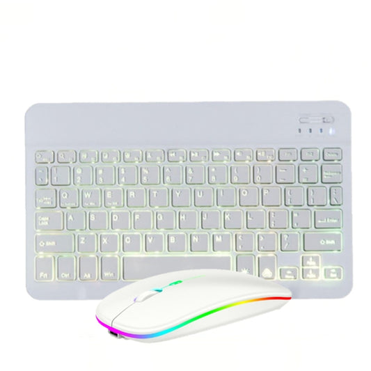 10 Inch RGB Colorful Backlit Bluetooth Keyboard And Mouse Set For Mobile Phone / Tablet(White) - Wireless Keyboard by PMC Jewellery | Online Shopping South Africa | PMC Jewellery | Buy Now Pay Later Mobicred