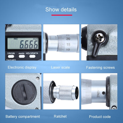 Digital Display Outer Diameter Micrometer 0.001mm High Precision Electronic Spiral Micrometer Thickness Gauge, Model:75-100mm - Coating Thickness Gauge by PMC Jewellery | Online Shopping South Africa | PMC Jewellery | Buy Now Pay Later Mobicred