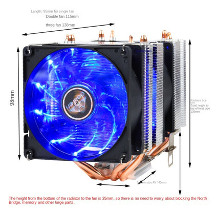 Desktop Computer 6 Copper Tube CPU Radiator Super Quiet PWM Double Fan - Fan Cooling by PMC Jewellery | Online Shopping South Africa | PMC Jewellery | Buy Now Pay Later Mobicred