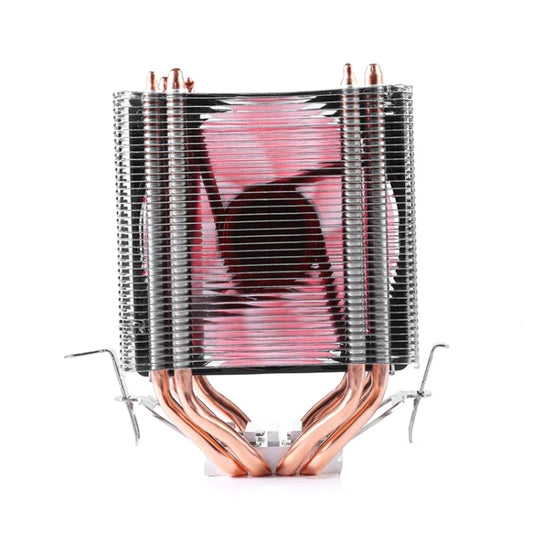 Desktop Computer 4 Copper Tube CPU Radiator Super Quiet Red Light 3-pin Single Fan - Fan Cooling by PMC Jewellery | Online Shopping South Africa | PMC Jewellery | Buy Now Pay Later Mobicred