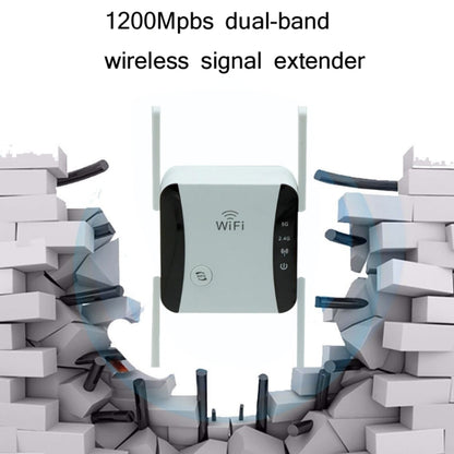 KP1200 1200Mbps Dual Band 5G WIFI Amplifier Wireless Signal Repeater, Specification:UK Plug(White) - Broadband Amplifiers by PMC Jewellery | Online Shopping South Africa | PMC Jewellery | Buy Now Pay Later Mobicred