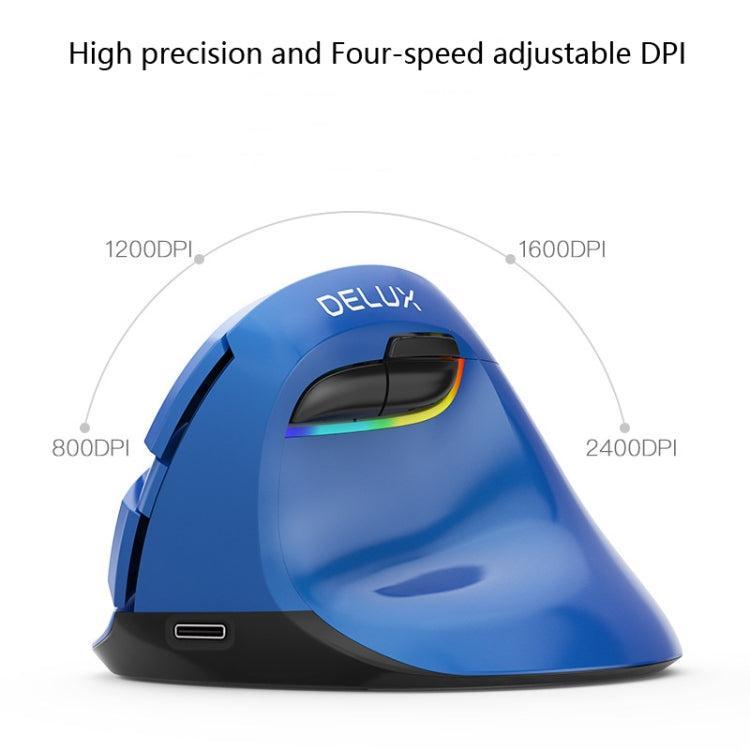 DELUX M618Mini Colorful Wireless Luminous Vertical Mouse Bluetooth Rechargeable Vertical Mouse(Elegant black) - free shipping - PMC Jewellery - Order now!