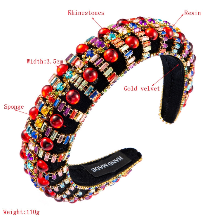 Thick Sponge Headband Retro Pressure Headband With Rhinestones(Sapphire) - Hoops by PMC Jewellery | Online Shopping South Africa | PMC Jewellery