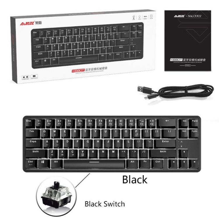 Ajazz K680T Mini USB Wired Dual-mode Charging 68-keys Laptop Bluetooth Mechanical Keyboard, Cable Length: 1.6m, Style:Black Shaft(Black) - Wired Keyboard by Ajazz | Online Shopping South Africa | PMC Jewellery | Buy Now Pay Later Mobicred