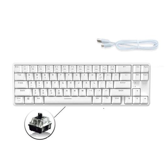 Ajazz K680T Mini USB Wired Dual-mode Charging 68-keys Laptop Bluetooth Mechanical Keyboard, Cable Length: 1.6m, Style:Black Shaft(White) - Wired Keyboard by Ajazz | Online Shopping South Africa | PMC Jewellery | Buy Now Pay Later Mobicred