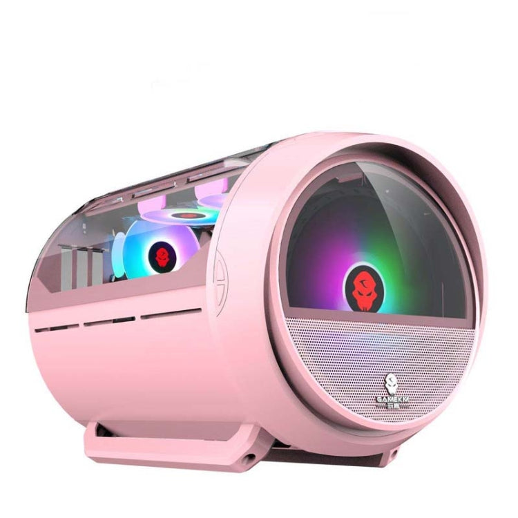 GAMEKM Genki Bomb Personality Gaming Internet Cafe Side Through Gaming Case USB 3.0 Water-cooled Desktop Computer Case(Pink) - Computer Cases & Towers by PMC Jewellery | Online Shopping South Africa | PMC Jewellery | Buy Now Pay Later Mobicred