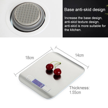 BOH-2012 Digital Multi-function Stainless Steel Food Kitchen Scale with LCD Display, Specification: 5kg/1g (Silver) - Kitchen Scales by PMC Jewellery | Online Shopping South Africa | PMC Jewellery | Buy Now Pay Later Mobicred