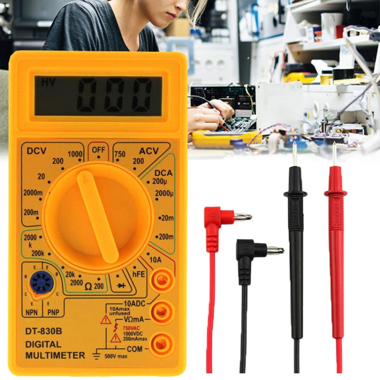 DT-830B Handheld Digital Multimeter Ammeter Voltmeter Digital Display Universal Tester Meter(Yellow) - Voltage Detector by PMC Jewellery | Online Shopping South Africa | PMC Jewellery | Buy Now Pay Later Mobicred