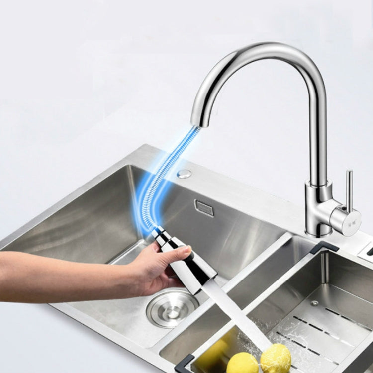 Kitchen Pull-out Faucet Hot And Cold Home 304 Stainless Steel Retractable Rotating Faucet, Style:Plating 304 - Faucets & Accessories by PMC Jewellery | Online Shopping South Africa | PMC Jewellery